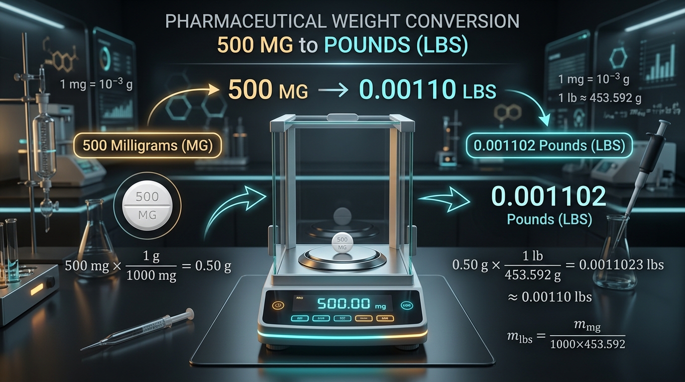 500 MG to Pounds: Exact Conversion Formula, Math & Dosage Tables